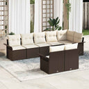 vidaXL Tuinbank Set met kussen 8 pcs Zwart poly rattan