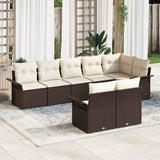 vidaXL Tuinbank Set met kussen 8 pcs Zwart poly rattan