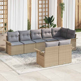 vidaXL Tuinbank Set met kussen 8 pcs Zwart poly rattan
