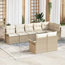 vidaXL Tuinbank Set met kussen 8 pcs Zwart poly rattan