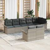 vidaXL Tuinbank Set met kussen 8 pcs Zwart poly rattan