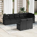 vidaXL Tuinbank Set met kussen 8 pcs Zwart poly rattan