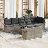 vidaXL Tuinbank Set met kussen 8 pcs Zwart poly rattan