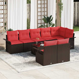 vidaXL Garden Lounge Set with cushions 8 pcs Brown poly rattan
