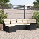 vidaXL Tuinbank Set met kussen 6 pcs Zwart poly rattan