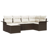 vidaXL Tuinbank Set met kussen 6 pcs Zwart poly rattan