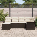 vidaXL Tuinbank Set met kussen 6 pcs Zwart poly rattan