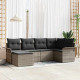 vidaXL Tuinbank Set met kussen 6 pcs Zwart poly rattan