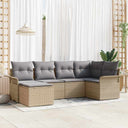 vidaXL Tuinbank Set met kussen 6 pcs Zwart poly rattan