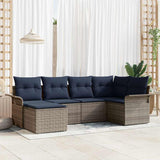 vidaXL Garden Sofa Set with Cushion 6 pcs Brown Poly Rattan