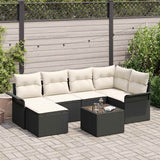 vidaXL Tuinbank Set met kussen 6 pcs Zwart poly rattan
