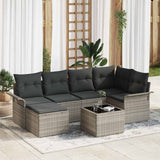 vidaXL Tuinbank Set met kussen 6 pcs Zwart poly rattan