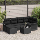 vidaXL Tuinbank Set met kussen 6 pcs Zwart poly rattan