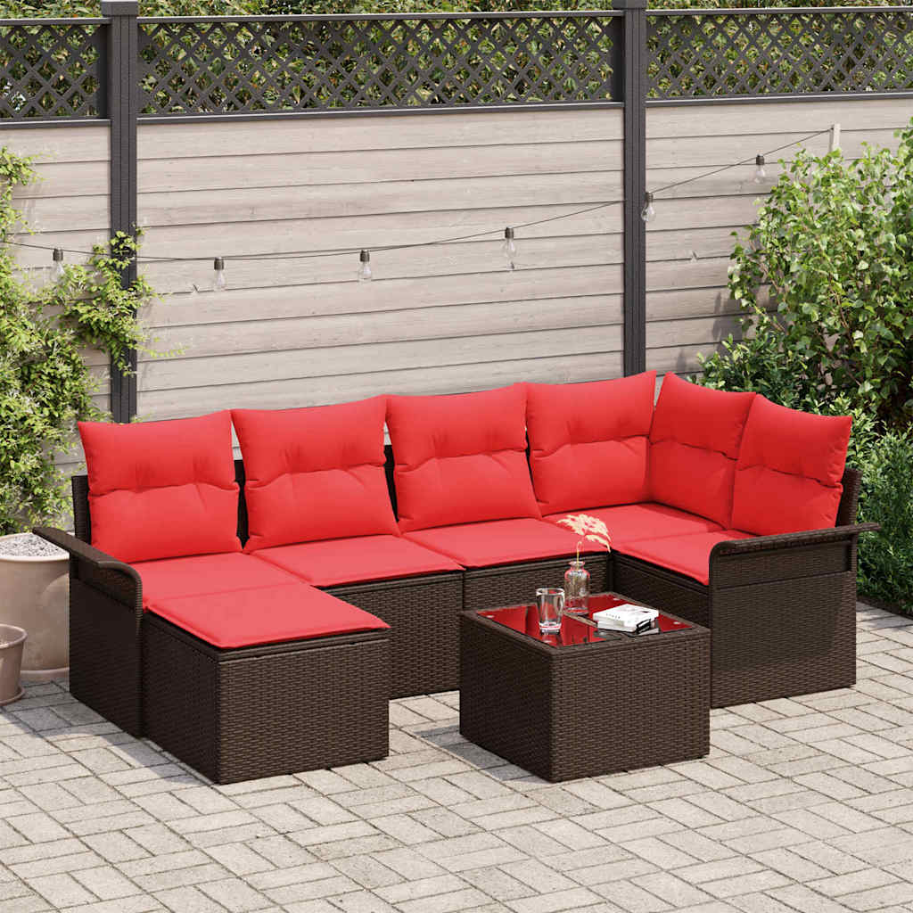 vidaXL Garden Sofa Set with Cushion 6 pcs Brown Poly Rattan