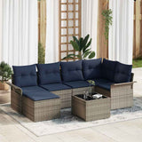 vidaXL Garden Sofa Set with Cushion 6 pcs Brown Poly Rattan