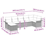 vidaXL Tuinbank Set met kussen 7 pcs Zwart poly rattan