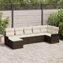 vidaXL Tuinbank Set met kussen 7 pcs Zwart poly rattan