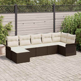 vidaXL Tuinbank Set met kussen 7 pcs Zwart poly rattan