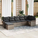 vidaXL Tuinbank Set met kussen 7 pcs Zwart poly rattan