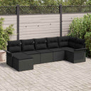 vidaXL Tuinbank Set met kussen 7 pcs Zwart poly rattan
