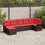 vidaXL Tuinbank Set met kussen Bruin poly rattan
