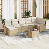 vidaXL Tuinbank Set met kussen 7 pcs Zwart poly rattan