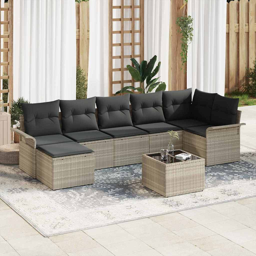 vidaXL Tuinbank Set met kussen 7 pcs Zwart poly rattan