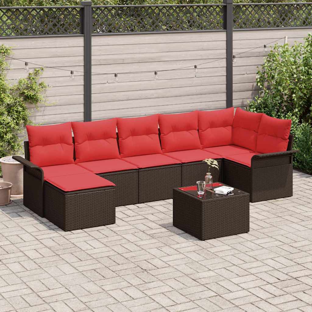 vidaXL Tuinbank Set met kussen Bruin poly rattan