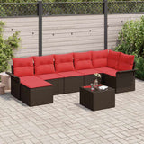 vidaXL Tuinbank Set met kussen Bruin poly rattan