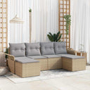 vidaXL Tuinbank Set met kussen 6 pcs Zwart poly rattan