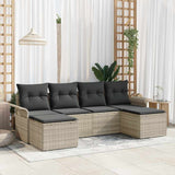 vidaXL Tuinbank Set met kussen 6 pcs Zwart poly rattan