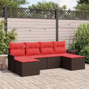 vidaXL Tuinbank Set met kussen 6 pcs Bruin poly rattan