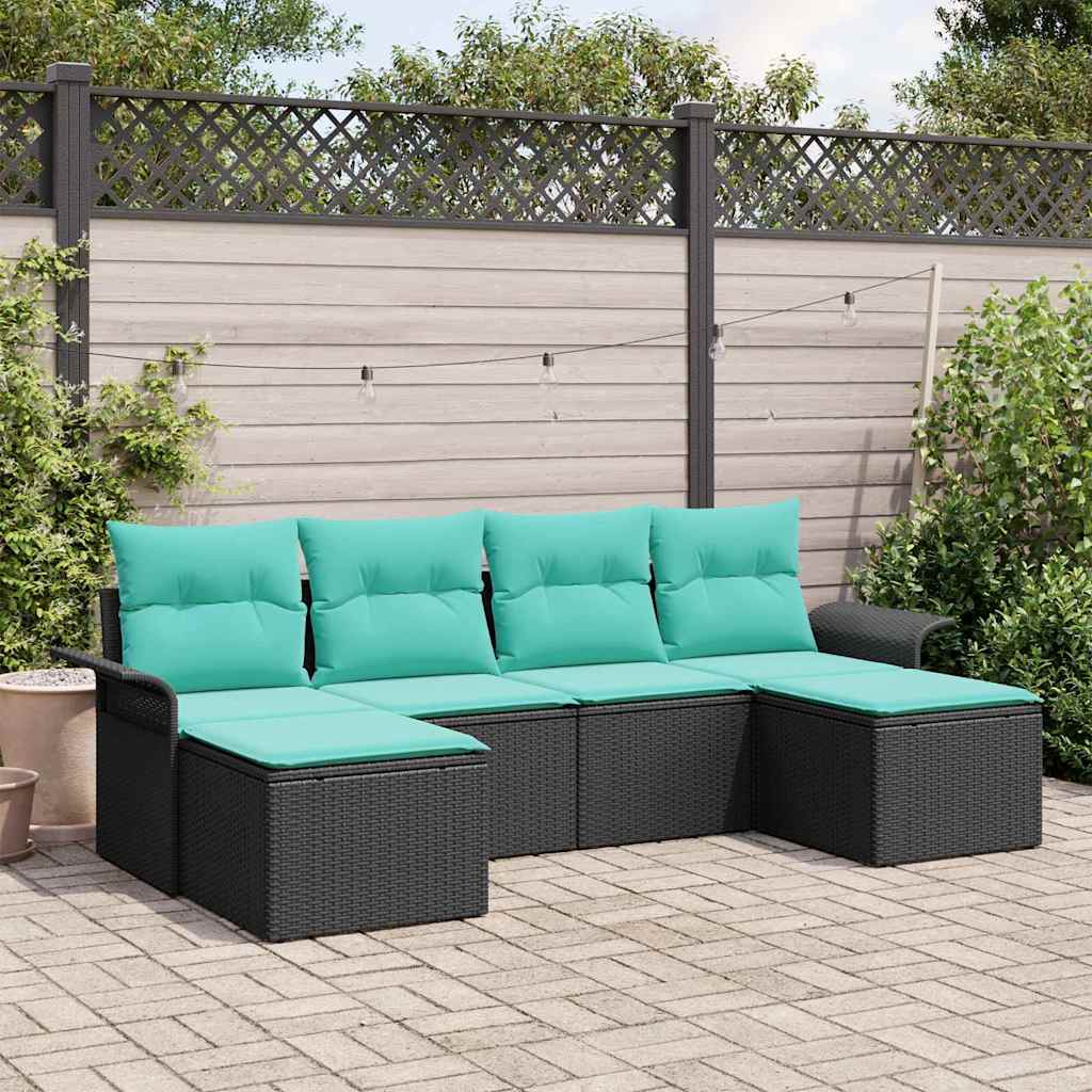 vidaXL Tuinbank Set met kussen 6 pcs Bruin poly rattan