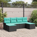 vidaXL Tuinbank Set met kussen 6 pcs Bruin poly rattan