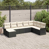 vidaXL Tuinbank Set met kussen 8 pcs Zwart poly rattan