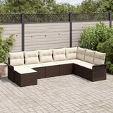 vidaXL Tuinbank Set met kussen 8 pcs Zwart poly rattan