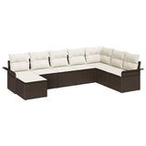 vidaXL Tuinbank Set met kussen 8 pcs Zwart poly rattan