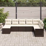 vidaXL Tuinbank Set met kussen 8 pcs Zwart poly rattan