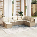 vidaXL Tuinbank Set met kussen 8 pcs Zwart poly rattan