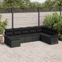 vidaXL Tuinbank Set met kussen 8 pcs Zwart poly rattan
