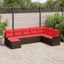 vidaXL Tuinbank Set met kussen 8 pcs Bruin poly rattan