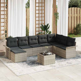 vidaXL Tuinbank Set met kussen 8 pcs Zwart poly rattan