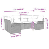 vidaXL Tuinbank Set met kussen 6 pcs Zwart poly rattan
