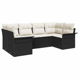 vidaXL Tuinbank Set met kussen 6 pcs Zwart poly rattan