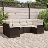 vidaXL Tuinbank Set met kussen 6 pcs Zwart poly rattan