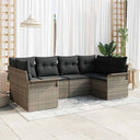 vidaXL Tuinbank Set met kussen 6 pcs Zwart poly rattan