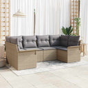 vidaXL Tuinbank Set met kussen 6 pcs Zwart poly rattan
