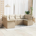 vidaXL Tuinbank Set met kussen 6 pcs Zwart poly rattan