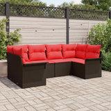 vidaXL Tuinbank Set met kussen 6 pcs Bruin poly rattan