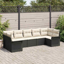 vidaXL Tuinbank Set met kussen 7 pcs Zwart poly rattan